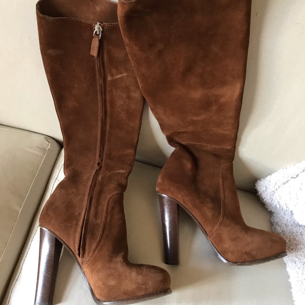 Ralph Lauren Purple Label Suede Heeled Boots